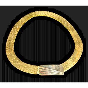 Groovy 1970s Gold Tone Metal Snake Scales Disco Style 1" x 32" Stretch Belt